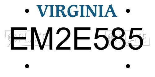EM2E585 Virginia License Plate