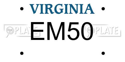 EM50 Virginia License Plate