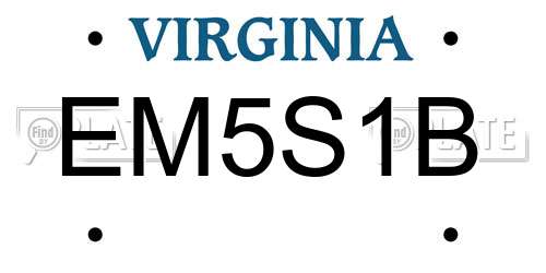 EM5S1B Virginia License Plate