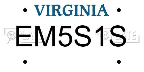 EM5S1S Virginia License Plate