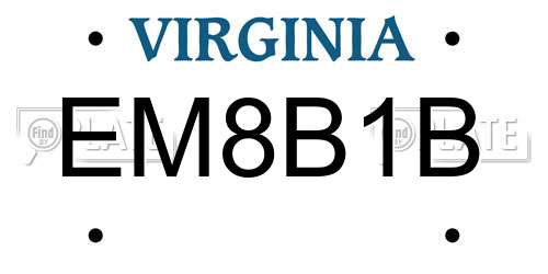 EM8B1B Virginia License Plate