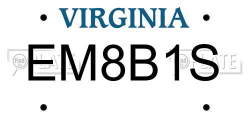 EM8B1S Virginia License Plate