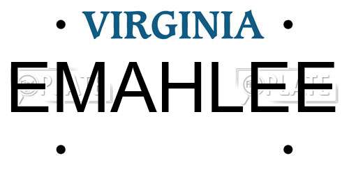 EMAHLEE Virginia License Plate
