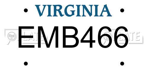EMB466 Virginia License Plate