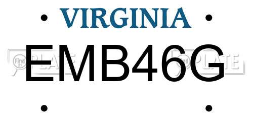 EMB46G Virginia License Plate