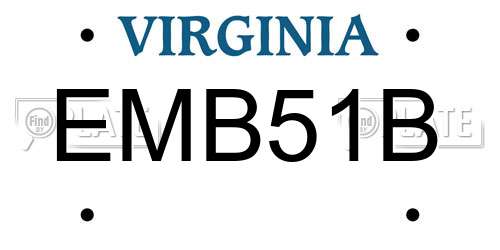 EMB51B Virginia License Plate