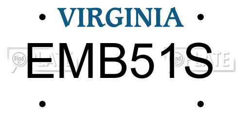 EMB51S Virginia License Plate