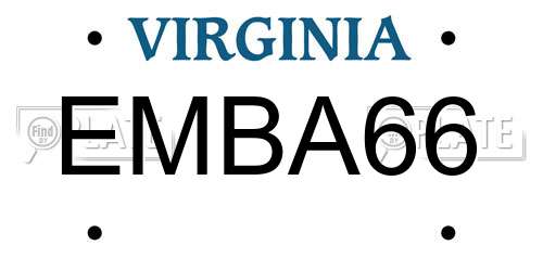 EMBA66 Virginia License Plate