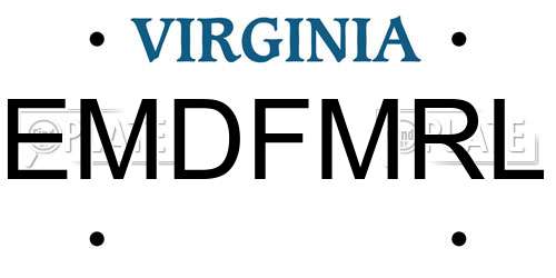 EMDFMRL Virginia License Plate