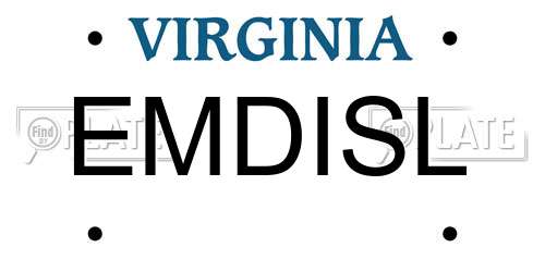 EMDISL Virginia License Plate