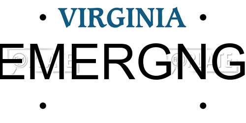 EMERGNG Virginia License Plate