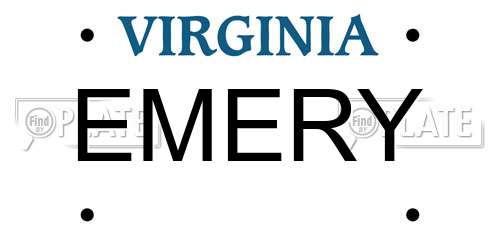 EMERY Virginia License Plate