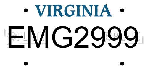 EMG2999 Virginia License Plate