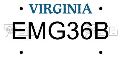 EMG36B Virginia License Plate