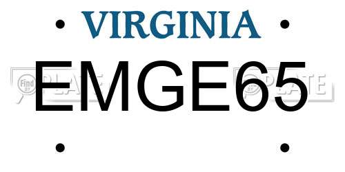 EMGE65 Virginia License Plate