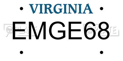 EMGE68 Virginia License Plate