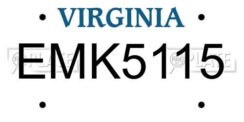 EMK5115 Virginia License Plate