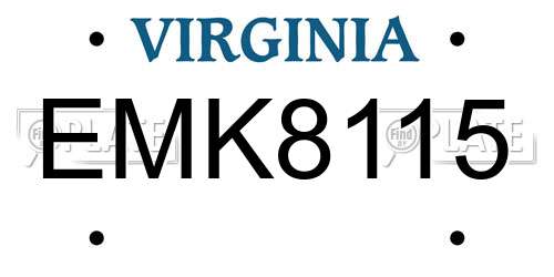EMK8115 Virginia License Plate