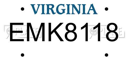 EMK8118 Virginia License Plate