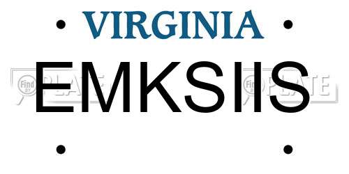 EMKSIIS Virginia License Plate