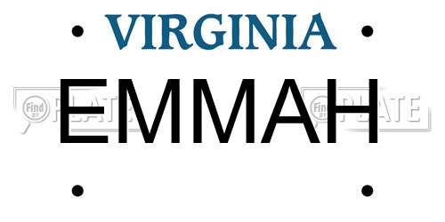 EMMAH Virginia License Plate