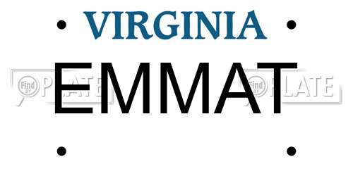 EMMAT Virginia License Plate