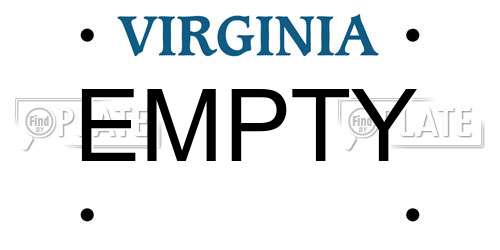 EMPTY Virginia License Plate