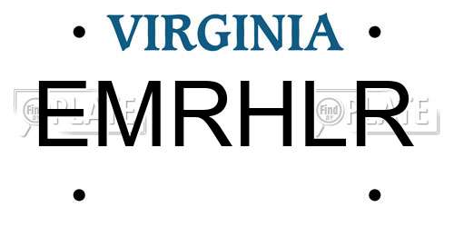 EMRHLR Virginia License Plate