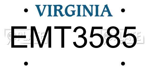 EMT3585 Virginia License Plate