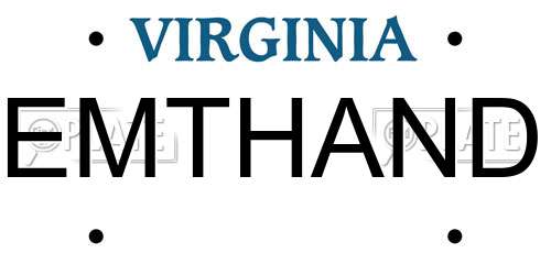 EMTHAND Virginia License Plate
