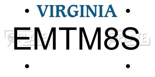 EMTM8S Virginia License Plate