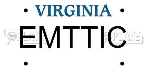 EMTTIC Virginia License Plate