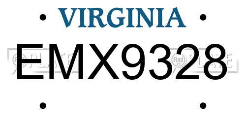 EMX9328 Virginia License Plate
