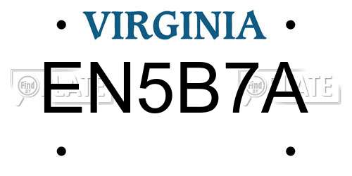 EN5B7A Virginia License Plate