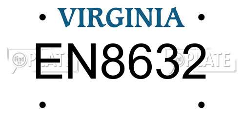 EN8632 Virginia License Plate