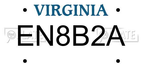 EN8B2A Virginia License Plate