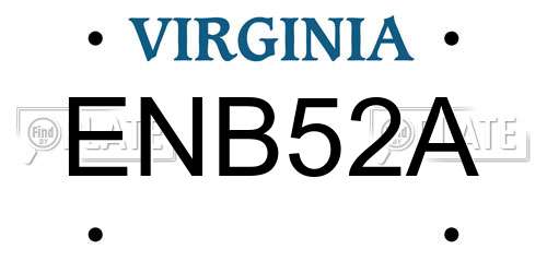 ENB52A Virginia License Plate
