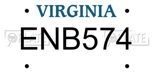 ENB574 Virginia License Plate