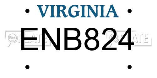 ENB824 Virginia License Plate