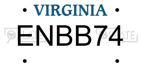 ENBB74 Virginia License Plate