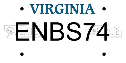 ENBS74 Virginia License Plate