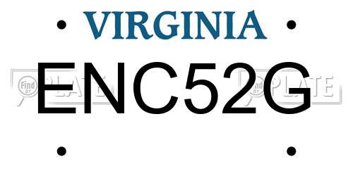 ENC52G Virginia License Plate