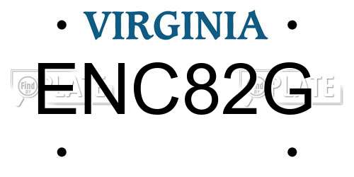 ENC82G Virginia License Plate