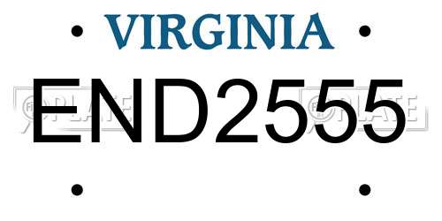 END2555 Virginia License Plate