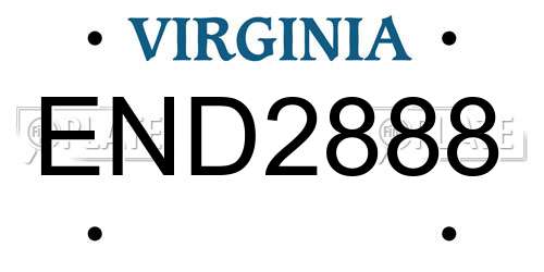END2888 Virginia License Plate