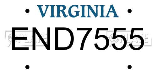 END7555 Virginia License Plate