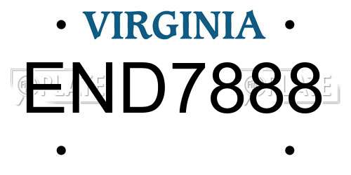 END7888 Virginia License Plate