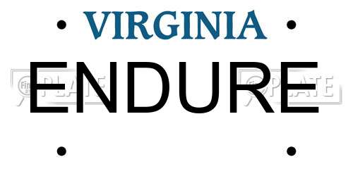 ENDURE Virginia License Plate