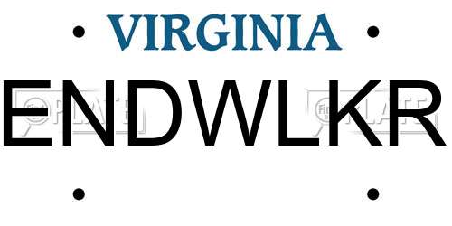 ENDWLKR Virginia License Plate