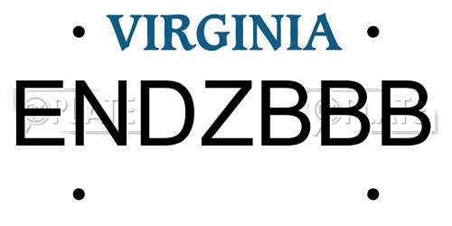 ENDZBBB Virginia License Plate